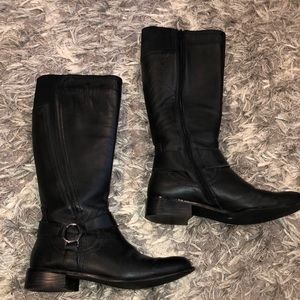 Black riding boots. True to size. Size 7 1/2.